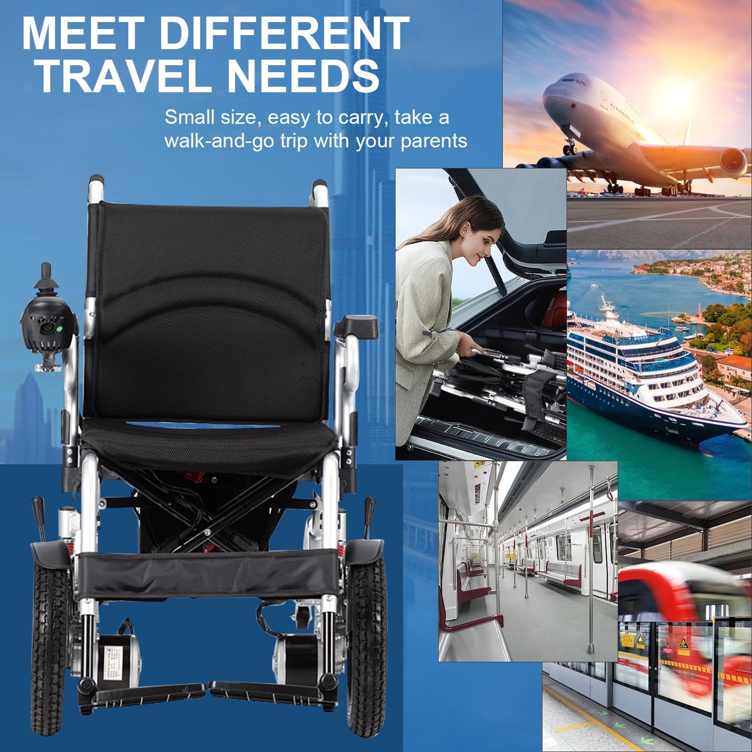 Electric Wheelchair,15 Miles Electric Wheelchairs for Adults,Lightweight Foldable All Terrain Motorized Wheelchair For Seniors,Portable Power Wheelchair for Travel,Compact Mobility Scooters-Up to330lb