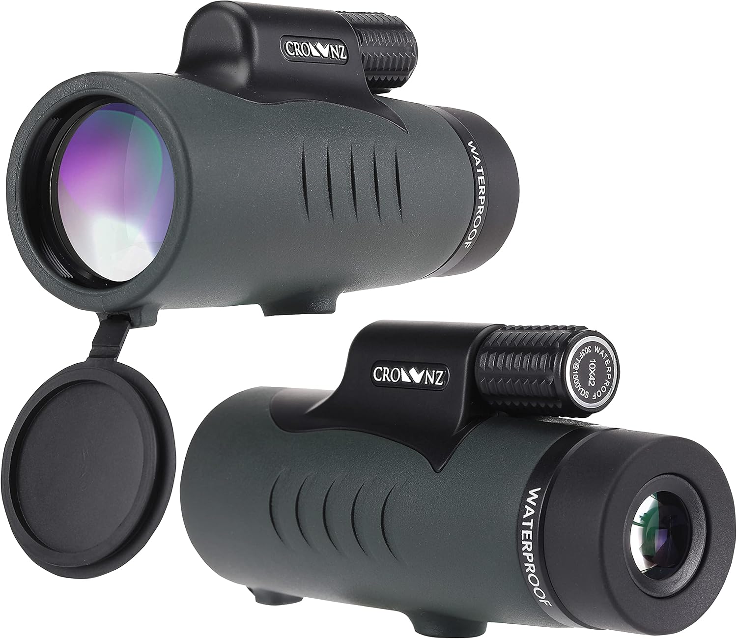 Crownz Monocular Telescope Day Low Night Vision High Power Monocular with Quick Smartphone Holder Tripod BAK4 Prism Dual Focus for Bird Watching Hunting Camping, Waterproof Fog Proof Shockproof Scope