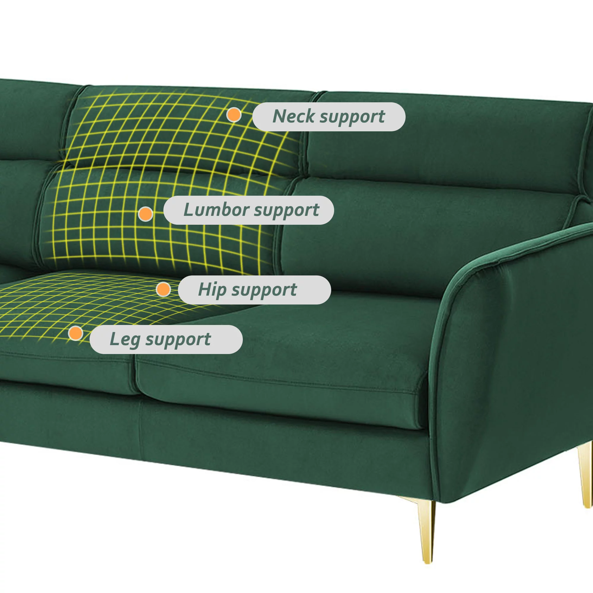 Style 111" Sectional Sofa Flannel L Shape Sofa with Recliner