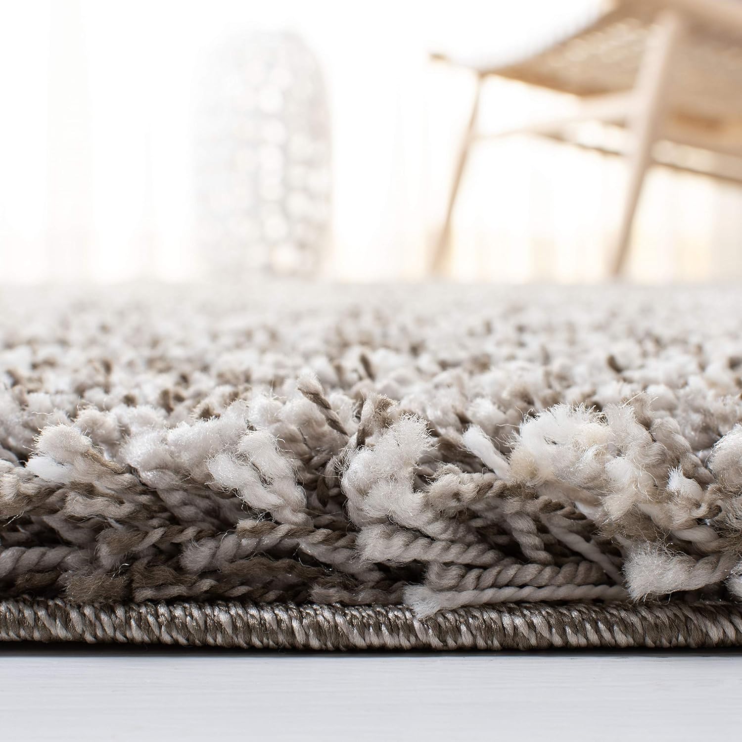SAFAVIEH Hudson Shag Collection Area Rug - 8' x 10', Grey & Ivory, Modern Abstract Design, Non-Shedding & Easy Care, 2-inch Thick Ideal for High Traffic Areas in Living Room, Bedroom (SGH297F)