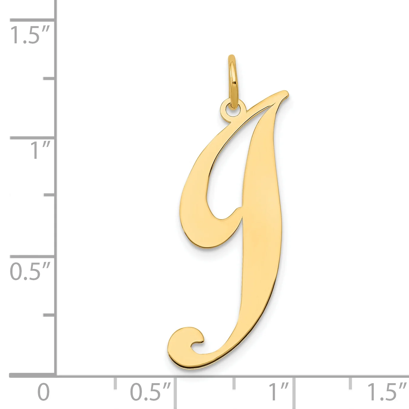 14k Yellow Gold Large Fancy Script Letter J Initial Charm Pendant