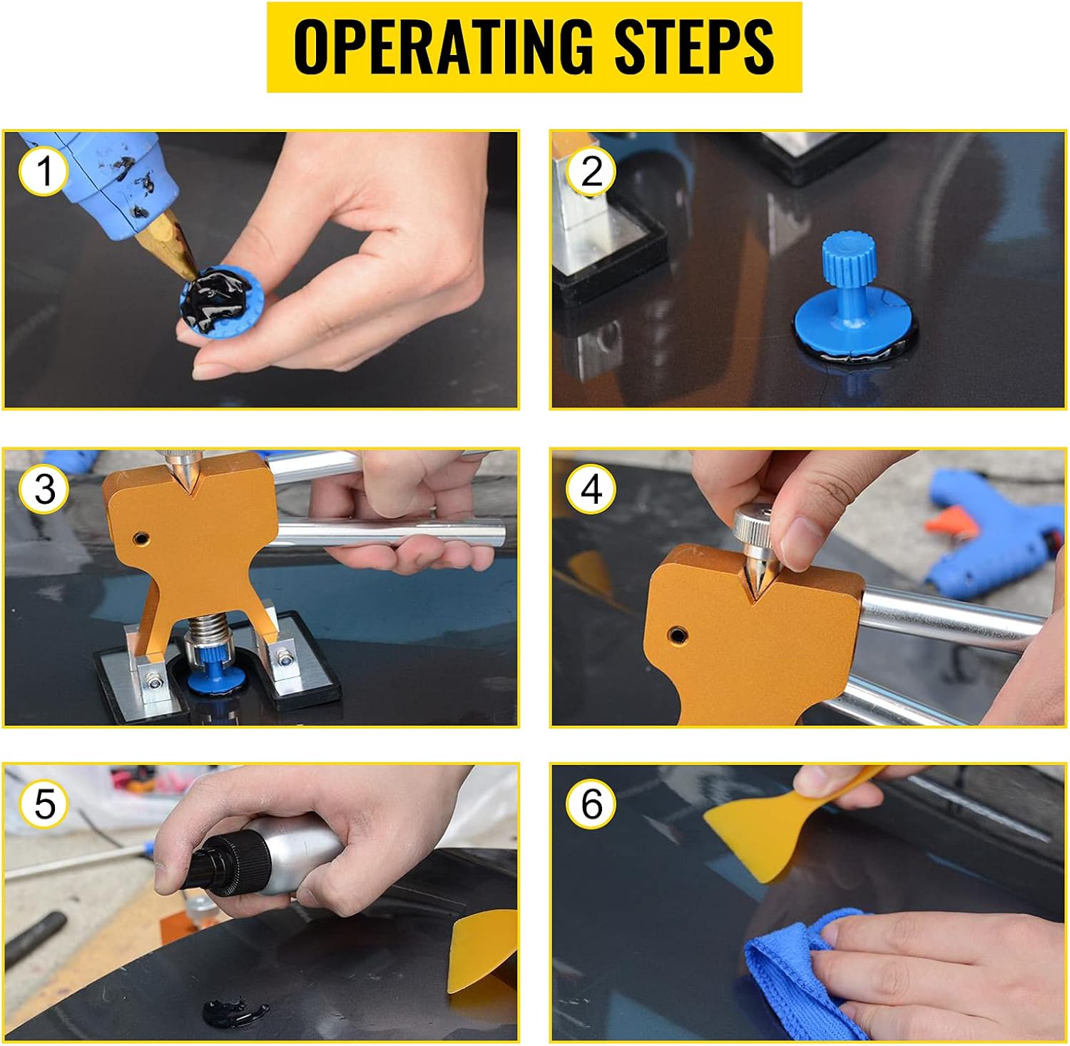 VEVOR Dent Removal Tool, 89 Pcs Paintless Dent Repair Tools, Led Baffle Board Car Dent Repair Kit, Glue Puller Tabs Dent Puller Kit for Auto Dent Removal, Minor Dents, Door Dings And Hail Damage