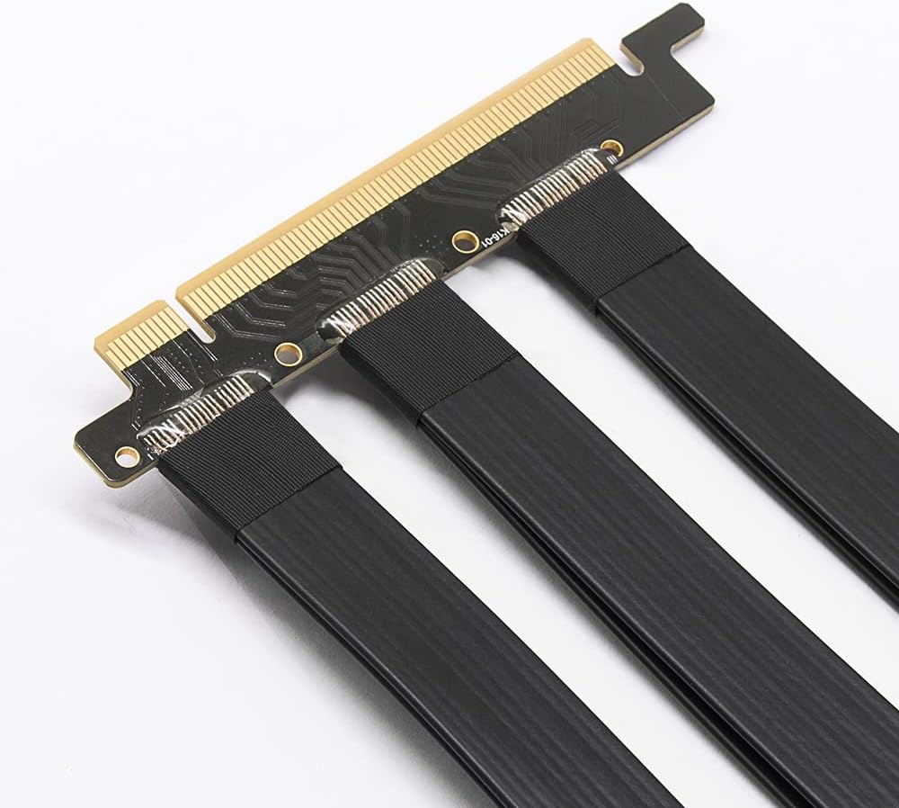 Qingsea Pcie Riser Extension Cable PCI-E 4.0 x 16 Vertical GPU Mount Cable High Speed PCI Express Riser Card 90 Degree for Computer Riser Cable(25CM)