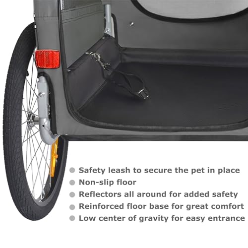 DOGGYHUT® Premium M Pet Bike Trailer & Stroller 2-in-1,for Dogs up to 50 lbs,Parking Brakes,Easy Folding Cart Frame, Universal Bicycle Coupler,E-Bike Friendly