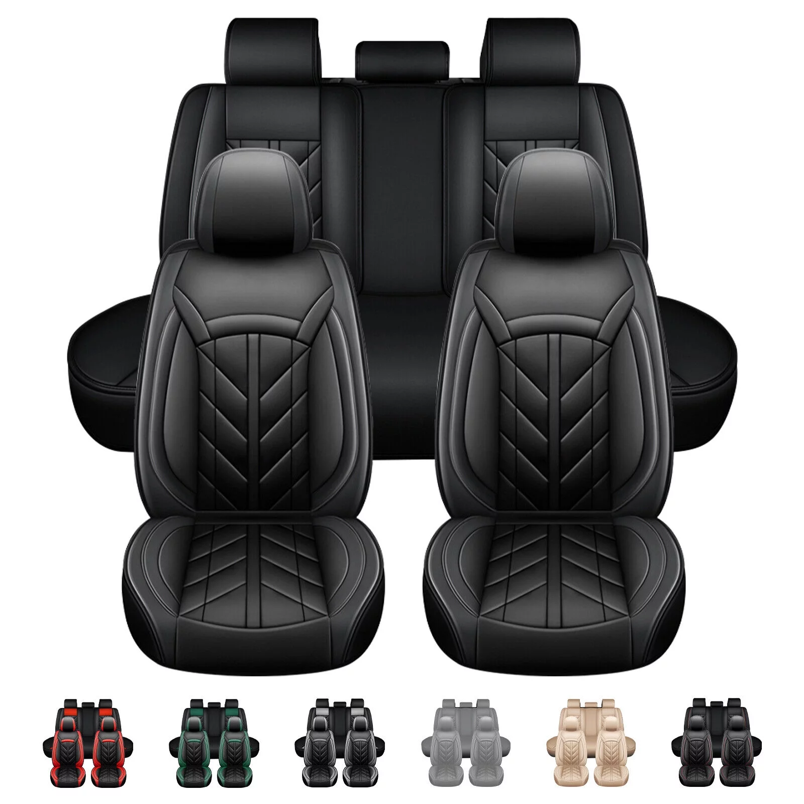 For Honda Car Seat Cover 5 Seats Full Set, Durable Waterproof Seat Protector, Pu Leather Seat Cushion Cover for CR-V/ Civic/ Insight/ Accord/ Crosstour Black - Curated Treasures Market