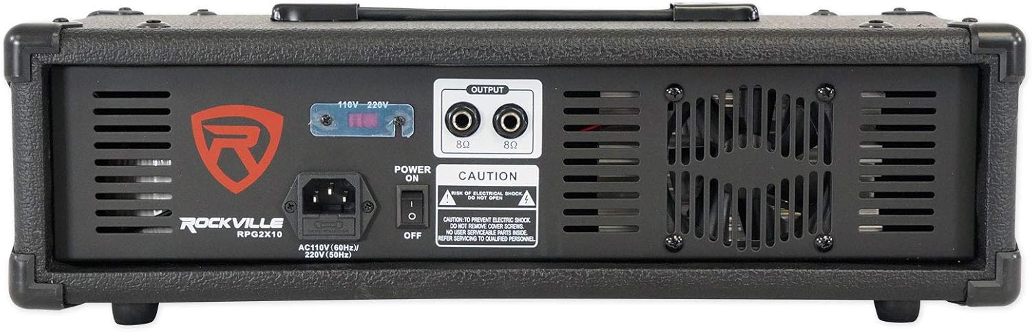 Rockville Package PA System Mixer/Amp+10" Speakers+Stands+Mics+Bluetooth, (RPG2X10)