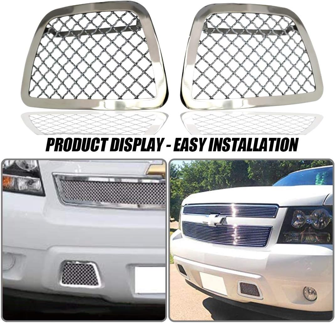 Bumper Mesh Grille Compatible with 2007-2014 Tahoe Avalanche Suburban Bottom Lower Mesh Grill Insert Stainless Steel Mesh Design (Not For Z71 and Hybrid Model)