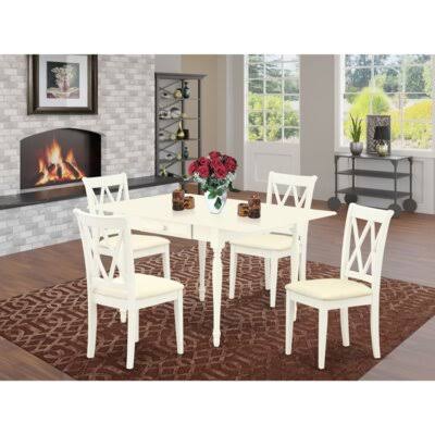 Edgartown Drop Leaf Rubberwood Solid Wood Dining Set Ophelia u0026 Co. Color: Linen White, Pieces Included: 5 Pieces: 1 Table, 4