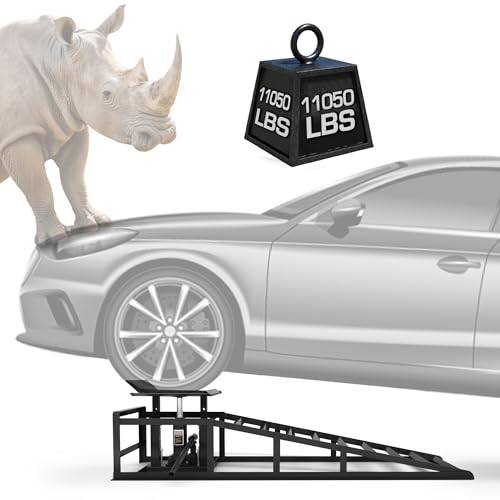 2 Pack Hydraulic Car Ramps, 11050LBS 5T Car Ramp High Lift 9"-14.2", Heavy Duty Steel Car Lift Ramp, Automotive Truck Service Ramps for Oil Changes Support Jack for Maintenance, Black