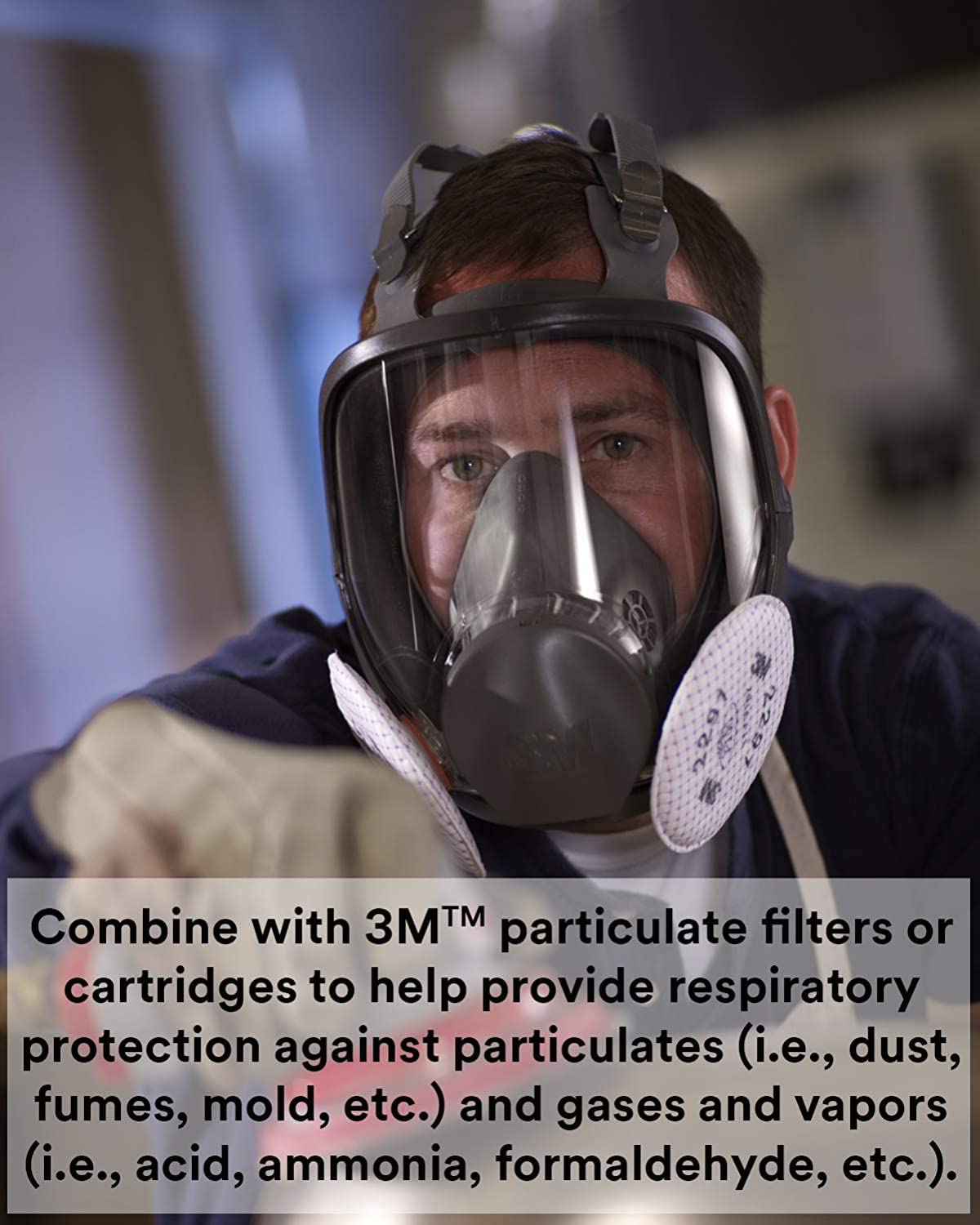 3M Safety 142-6800 Safety Reusable Full Face Mask Respirator, Grey, Medium