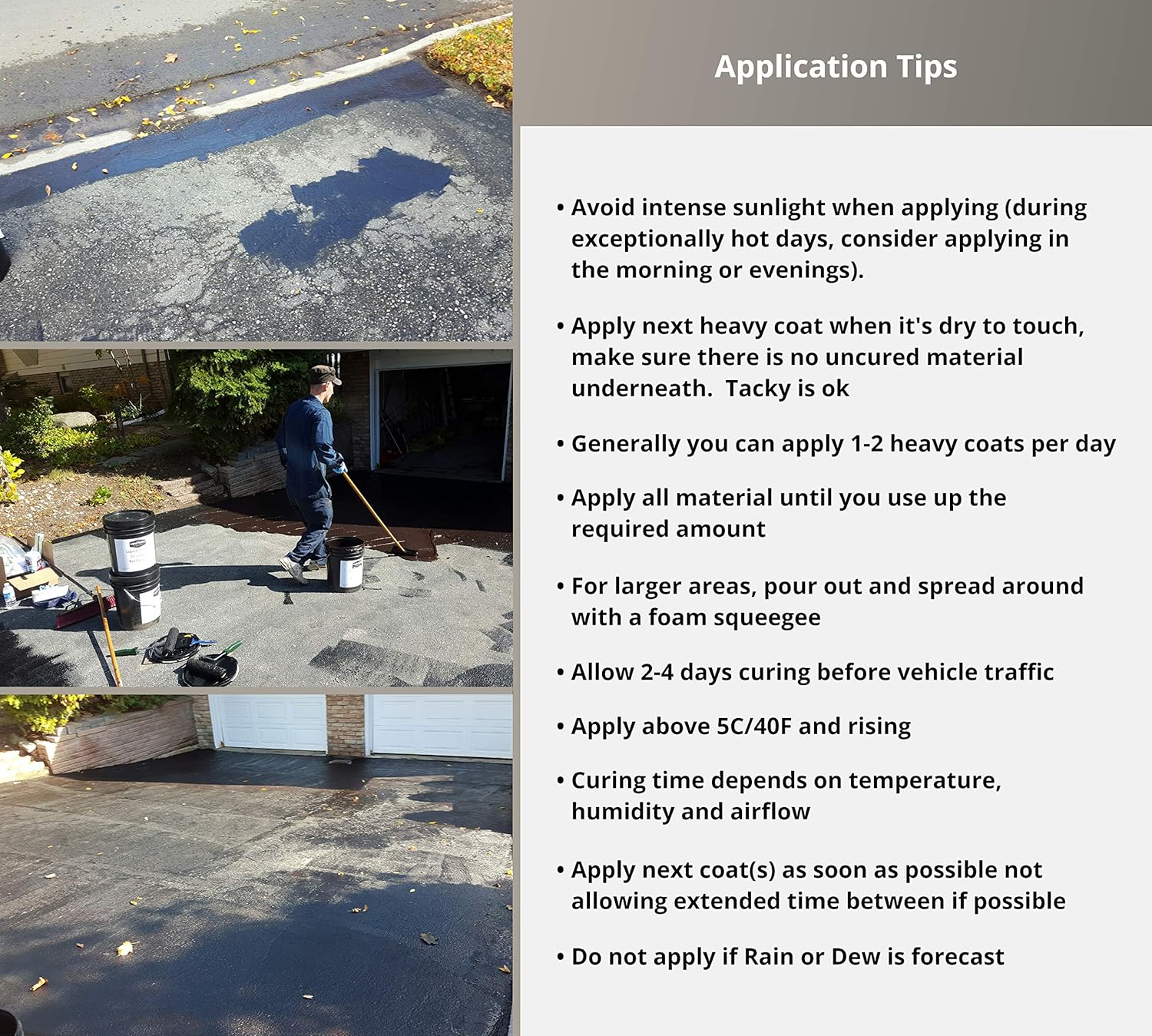Liquid Rubber Driveway Restore Sealant - Highly Flexible Asphalt Coating Fills Cracks and Revitalize, Easy to Use and Apply, 5 Gallon