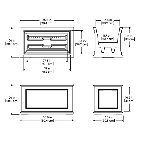Mayne Fairfield 20in x 36in Rectangle Planter - Black - 36in L x 20in W x 20in H - with Built-In Water Reservoir (5826-B)