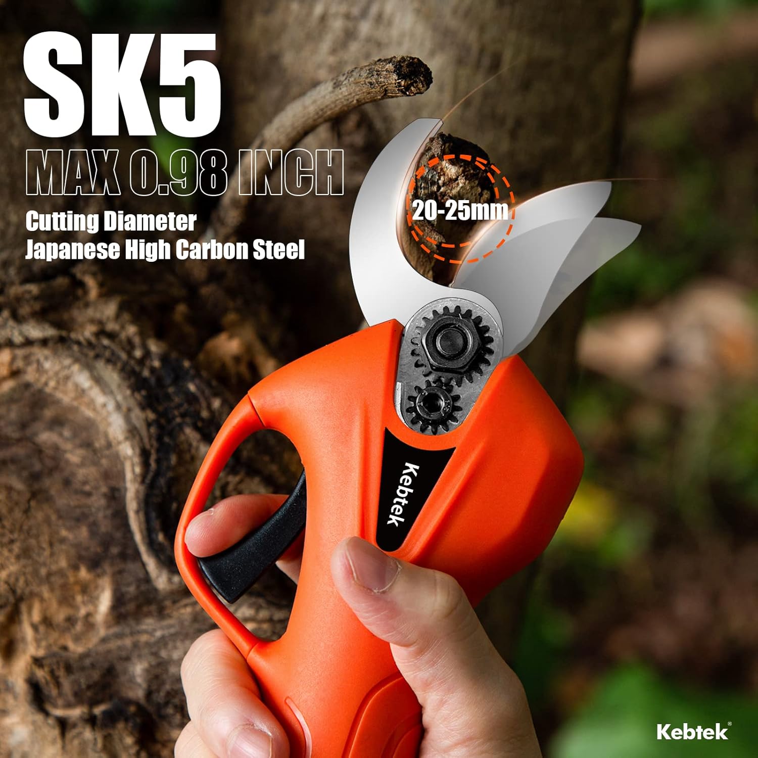 Pruning Shear Battery Powered, Kebtek Electric Pruning Shears Cordless Portable Electric Pruner with 2Pack 2Ah Rechargable Batteries -16.8V 25MM(0.98Inch)Cutting Diameter2