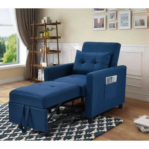 Single Sofa Bed with Pullout Sleeper, Convertible Folding Futon Chair