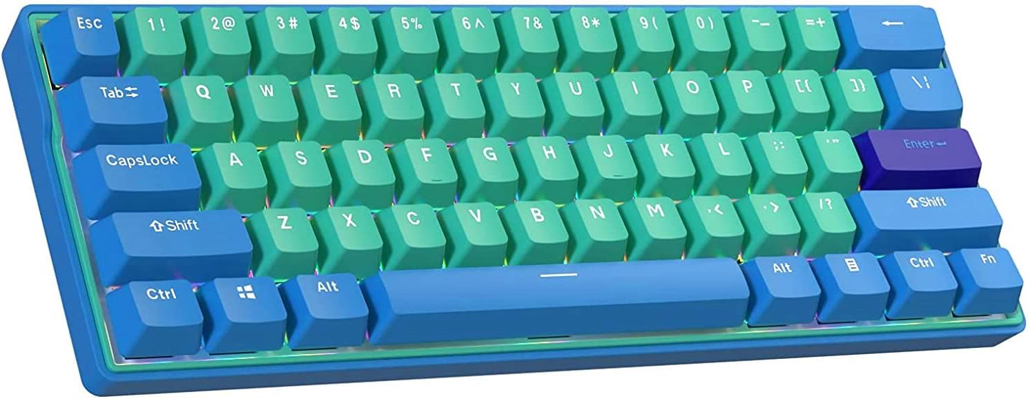 BOYI Hot swappable 60 Percent Keyboard,Cherry MX Switch Wireless 5.0/Type-C Wired Dual Mode PBT Keycaps Mini Mechanical Gaming Keyboard (Cherry Mechanical Blue Switch)
