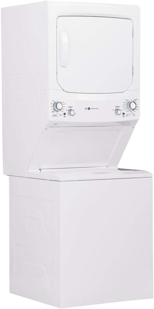 GE GUD27GESNWW 27" Gas Laundry Center with 3.8 cu. ft. Washer Capacity and 5.9 cy. ft. Dryer Capacity in White