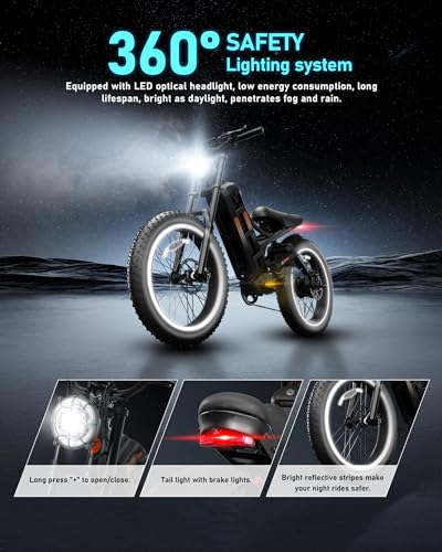 Romeo Ⅱ/Pro 2500/1200W Electric Bike for Adults 40/34Mph, 52/48V 60Ah Long Range Ebike 100-200Miles, 20 * 5.0"/26 * 4.0" Fat Tire Electric Mountain Bike Full Suspension, UL2849 Certified