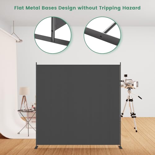 Helios&Hestia 8-Panel 6 ft Tall Indoor Folding Room Divider, Portable Privacy Screen, Freestanding Partition Separator, Temporary Wall Separation for Bedroom, Office, 160" W X 71" H, Dark Grey
