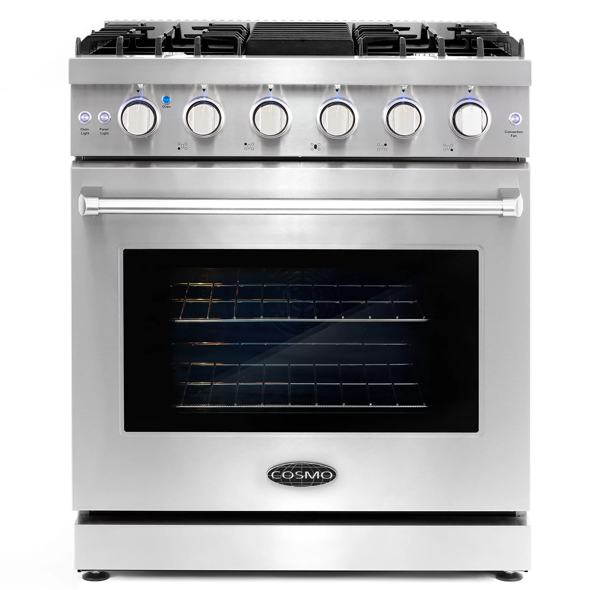 Cosmo 2 Piece Kitchen Appliance Package with 30" Free Standing Gas Range Kitchen Stove & French Door Refrigerator Kitchen Appliance Bundles