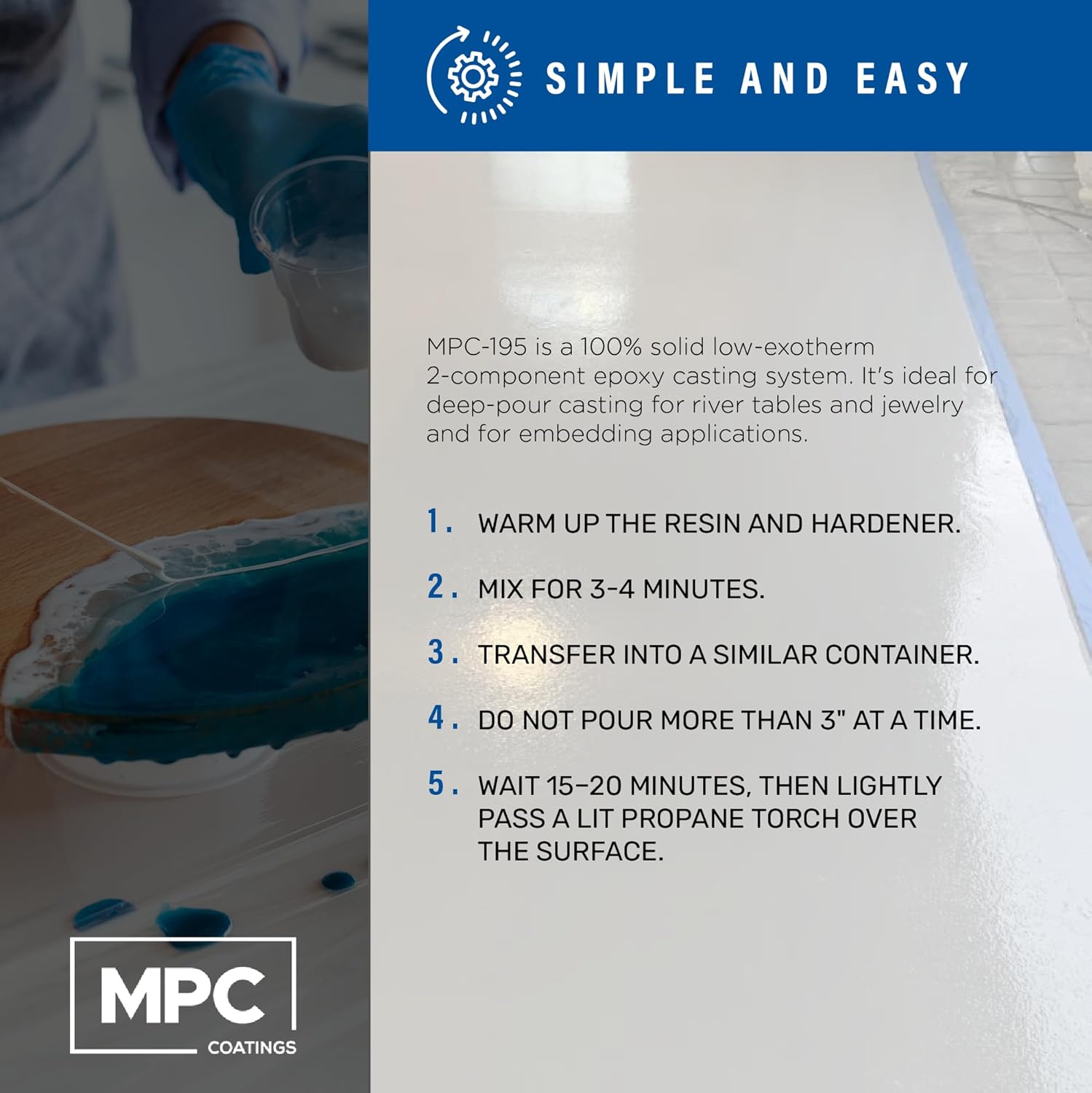 MPC-195 Epoxy Casting Kit, Low-Exotherm Casting, Embedding, and Encapsulation Kit for Versatile Use