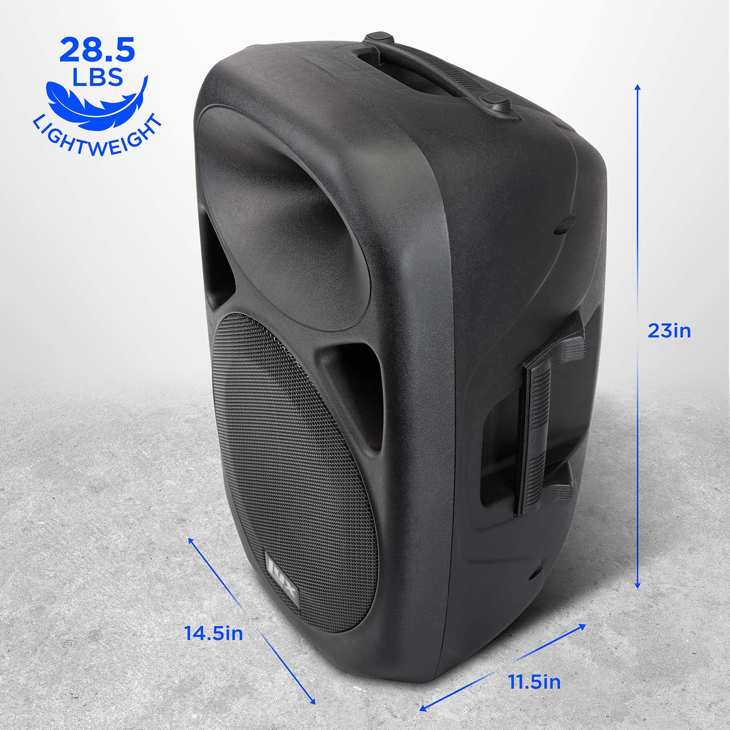 LyxPro 15 Inch PA Active Speaker System Compact and Portable with Equalizer, Bluetooth, MP3, USB, SD Card Slot, XLR, 1/4��, 3.5mm Input, Carry Handles, SPA-15