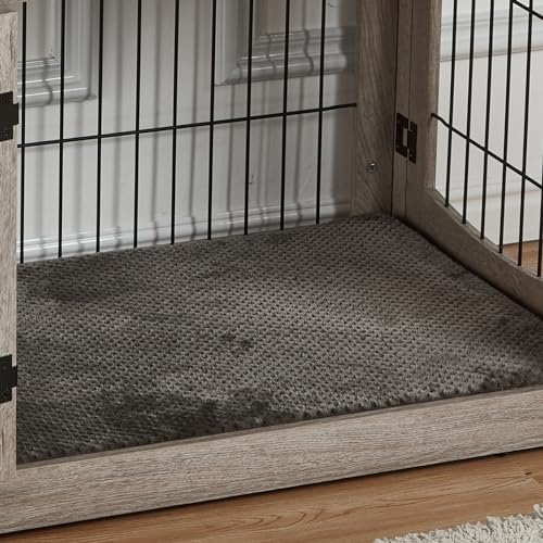 Dog Crate Furniture with Cushion,Wooden Dog Kennels Indoor with 2 Drawers,Dog Furniture Crate End Table with Storage