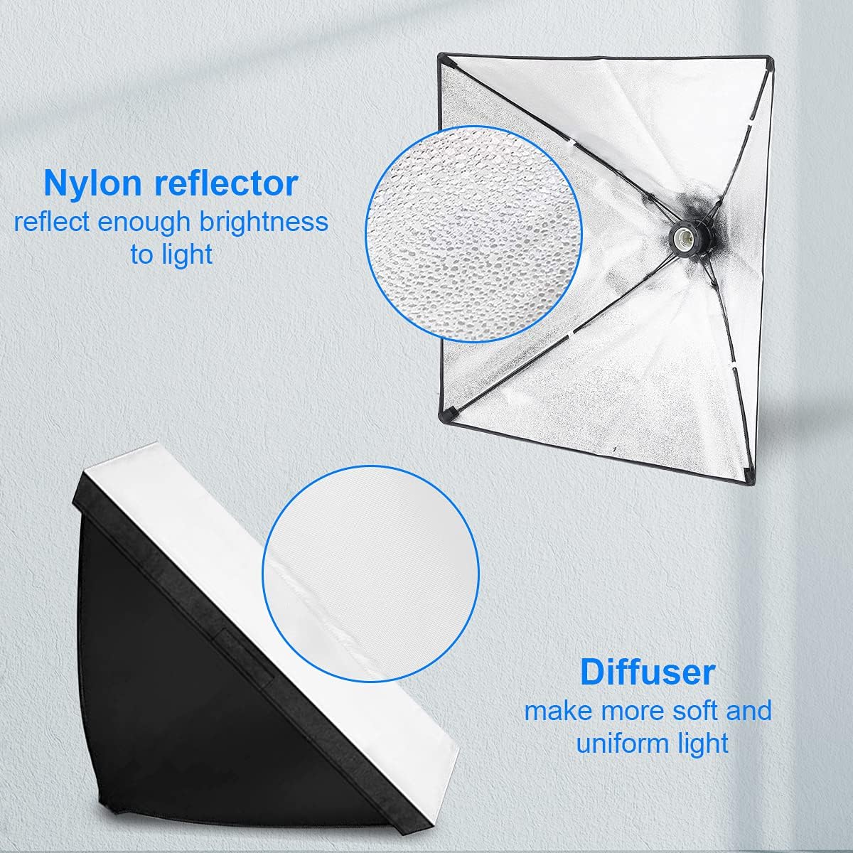 Portable Softbox Photography Video Lighting Kit Continuous Light System Background Frame Photography Photo Studio Equipment with 3 Colors Backdrop for Filming Model Portraits Advertising Shooting