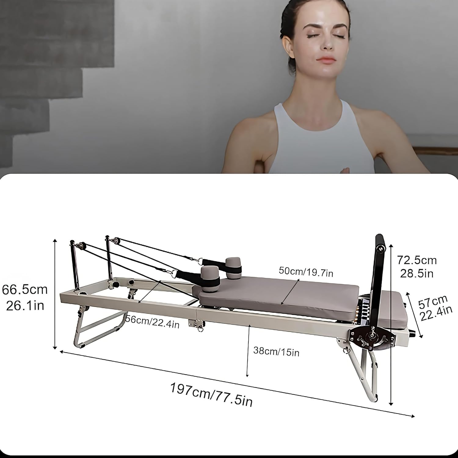 Foldable Pilates Reformer, Pilates Machine & Equipment for Home Use and Gym Workout, Suitable for Beginners and Intermediate Users
