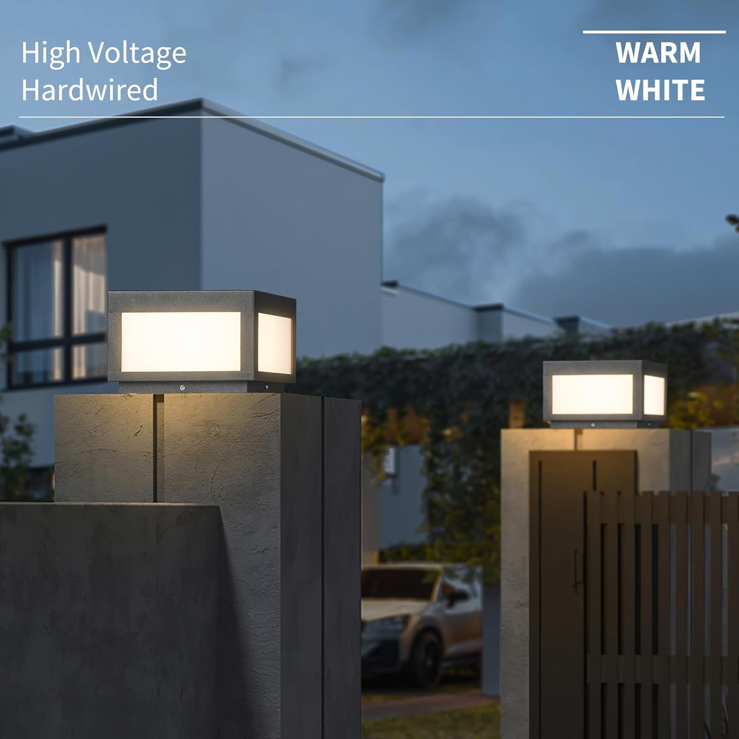 Modern Post Light, Pillar Lights Outdoor IP65 Waterproof LED Fence Cap Lights for Deck 3000K Luxury Aluminum Column Lighting Landscape Lamp for Flat Surface Garden Yard Porch Decoration