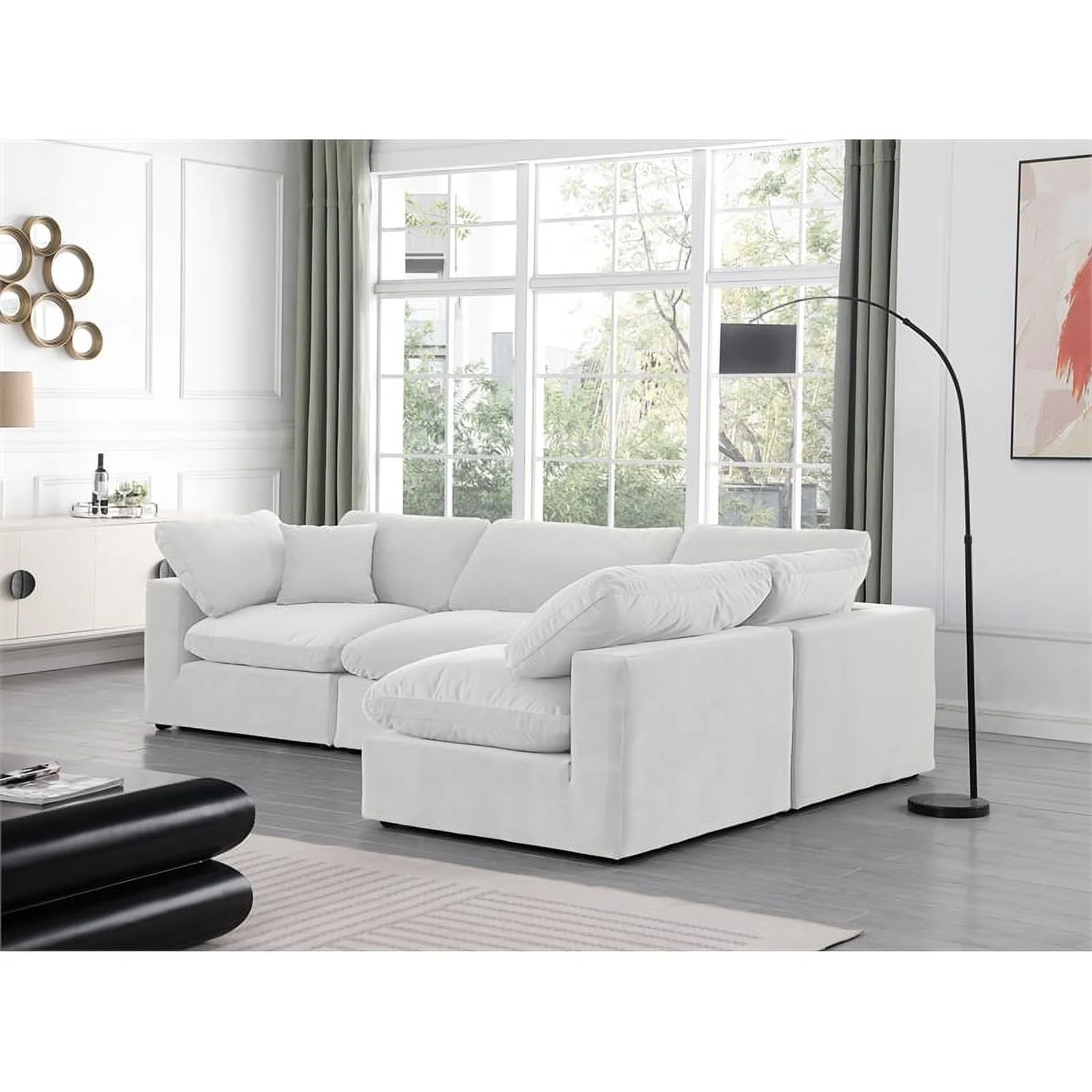 Meridian Furniture Comfy Cream Velvet Modular Sectional