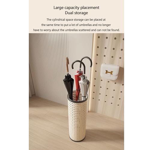 Entryway Creamy Umbrella Rack, Imitation Rattan Umbrella Barrel Household Umbrella Storage Rack for Home, Office, Hotel Freestanding Umbrella Rack Storage,A