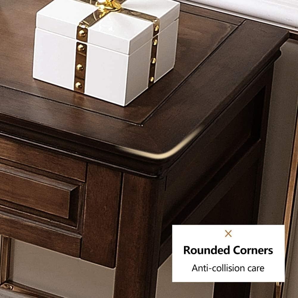 Luxury Dressing Vanity Table w/Stool for Bedroom, Antique Vanity Table Set with Mirror, 2 Drawers, Solid Wood Legs, Cushioned Stool, Dressing Table for Women