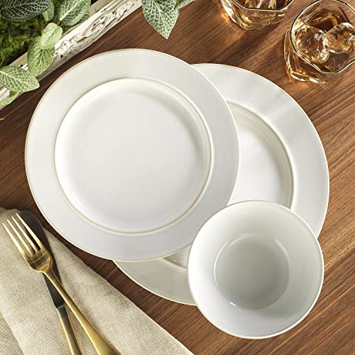 12 Piece Dinnerware Set By Glavers Service For 4, Round Black Matte Dishes – High-End Portuguese Quality Stoneware Set – Includes 4 Dinner Plates 4 Salad Plates, And 4 Bowls Dishwasher Microwave safe.