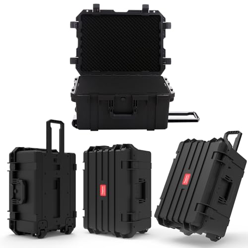 Regetek 27 Inch Waterproof Hard Case with Wheels,Customizable Foam,Rolling Hard Case for cameras,lenses, Camcorder,Drone,Instrument,equipment, tool, IP67,Shockproof,Gear Roller Case 27"x 20"x 13"