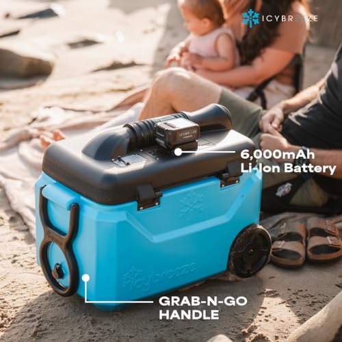 IcyBreeze V2 Pro Portable Air Conditioner & Cooler - 2-in-1 Personal Cooling Solution with 3-Speed Fan, 12V Rechargeable Battery, 38 Quart Capacity, Made in the USA