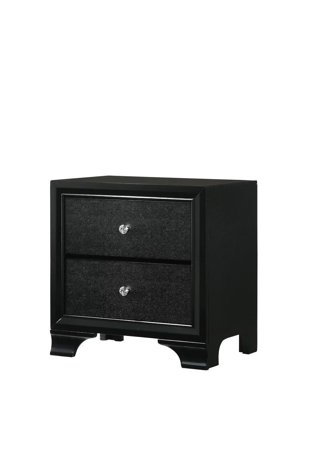4pc Modern Glam Style Full Size Upholstery LED Bed Dresser Mirror Nightstand Set Wooden Bedroom Furniture Black
