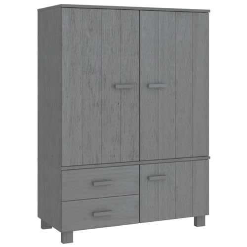 Wardrobe Dark Gray 39"x17.7"x53.9" Solid Wood Pine,Showcase Elegance and Functionality with Our Premium Wooden Wardrobe Armoires & Wardrobes, Bedroom Cabinets & Storage