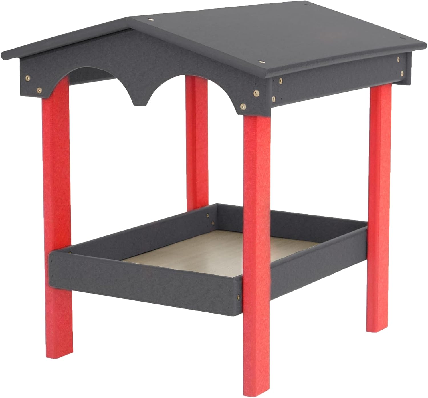 DutchCrafters Large Covered Ground Feeder for Birds and Wildlife, Made from Plastic Poly - Amish Made in America (Dark Gray)
