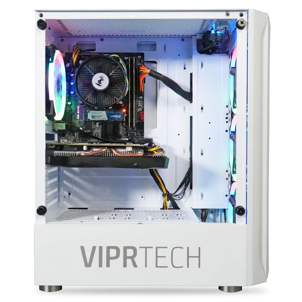 ViprTech Mutineer Gaming PC Desktop - Intel i7 (3.8GHz), NVIDIA GTX 1660 Super 6GB, 16GB RAM, 512GB NVMe SSD, RGB Keyboard Mouse, White