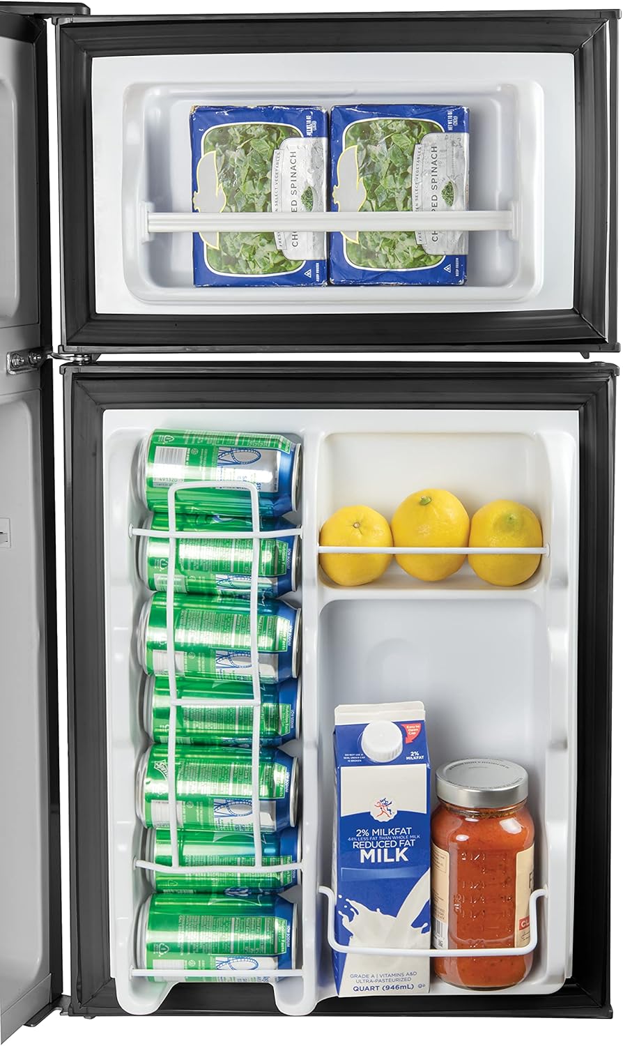 Igloo 3.2 Cu. Ft. Double Door Refrigerator with Freezer, Adjustable Temperature Control Down to 32 Degrees, Removable Glass Shelves, Perfect for Homes, Offices, Dorms, Apartments, Garages, Black