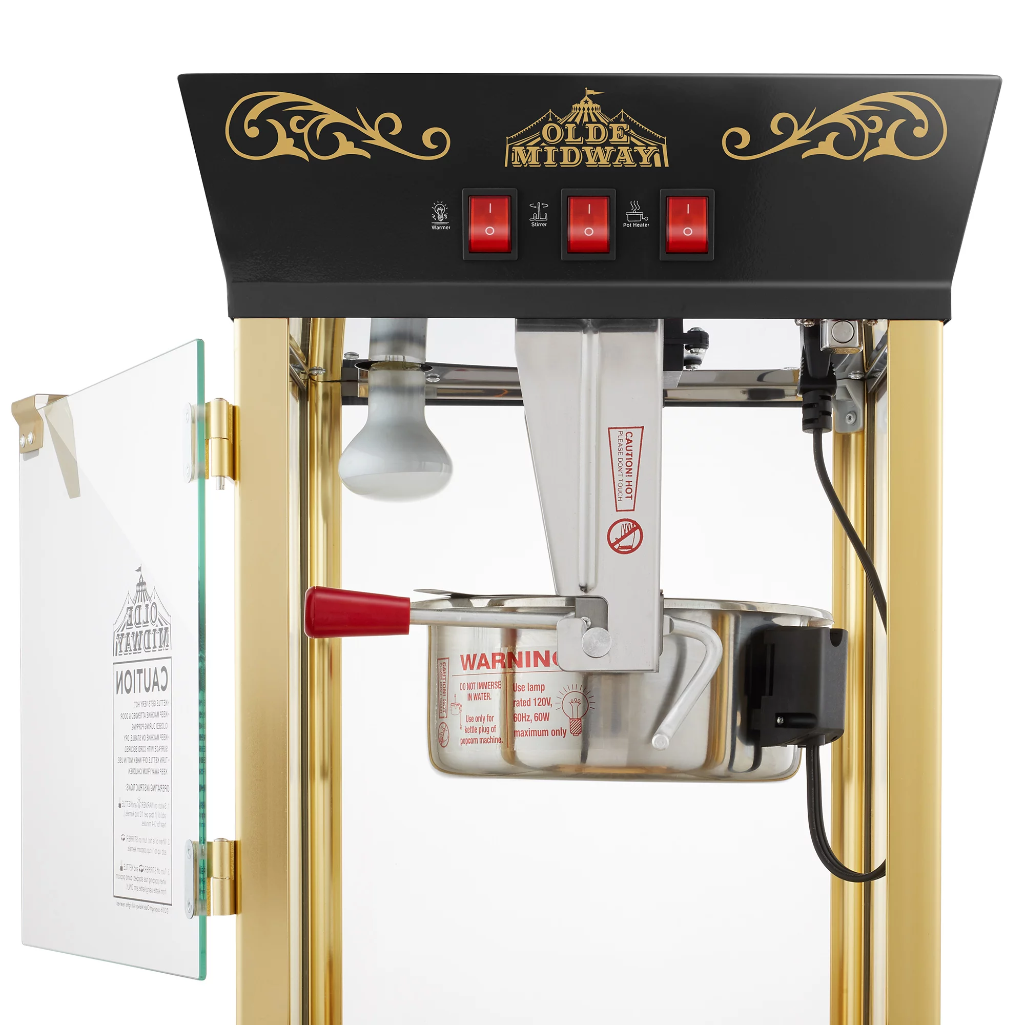 Olde Midway Movie Theater-Style Popcorn Machine with Cart and 8 oz Kettle, Black