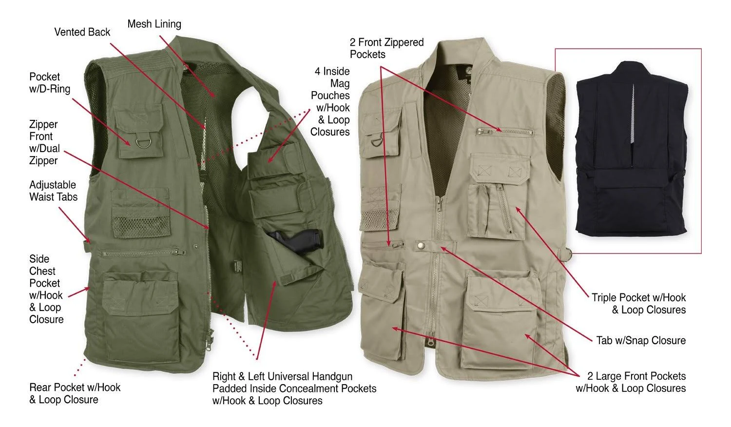 Rothco - Plainclothes Concealed Carry Khaki Vest