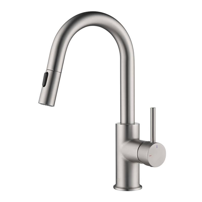 KIBI Single-Hole Pull-Down Nickel Kitchen Faucet with Sprayer and Magnetic Docking