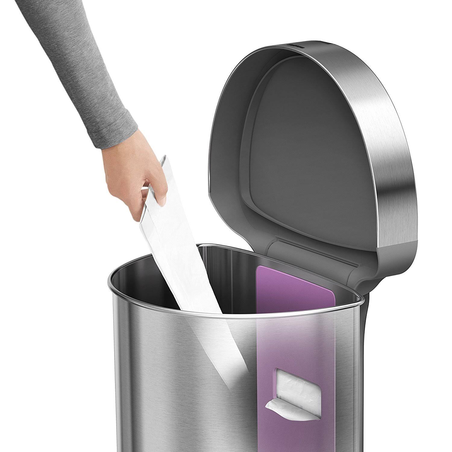 simplehuman 45 LITER Semi-Round Automatic Sensor Trash Can, Brushed Stainless Steel