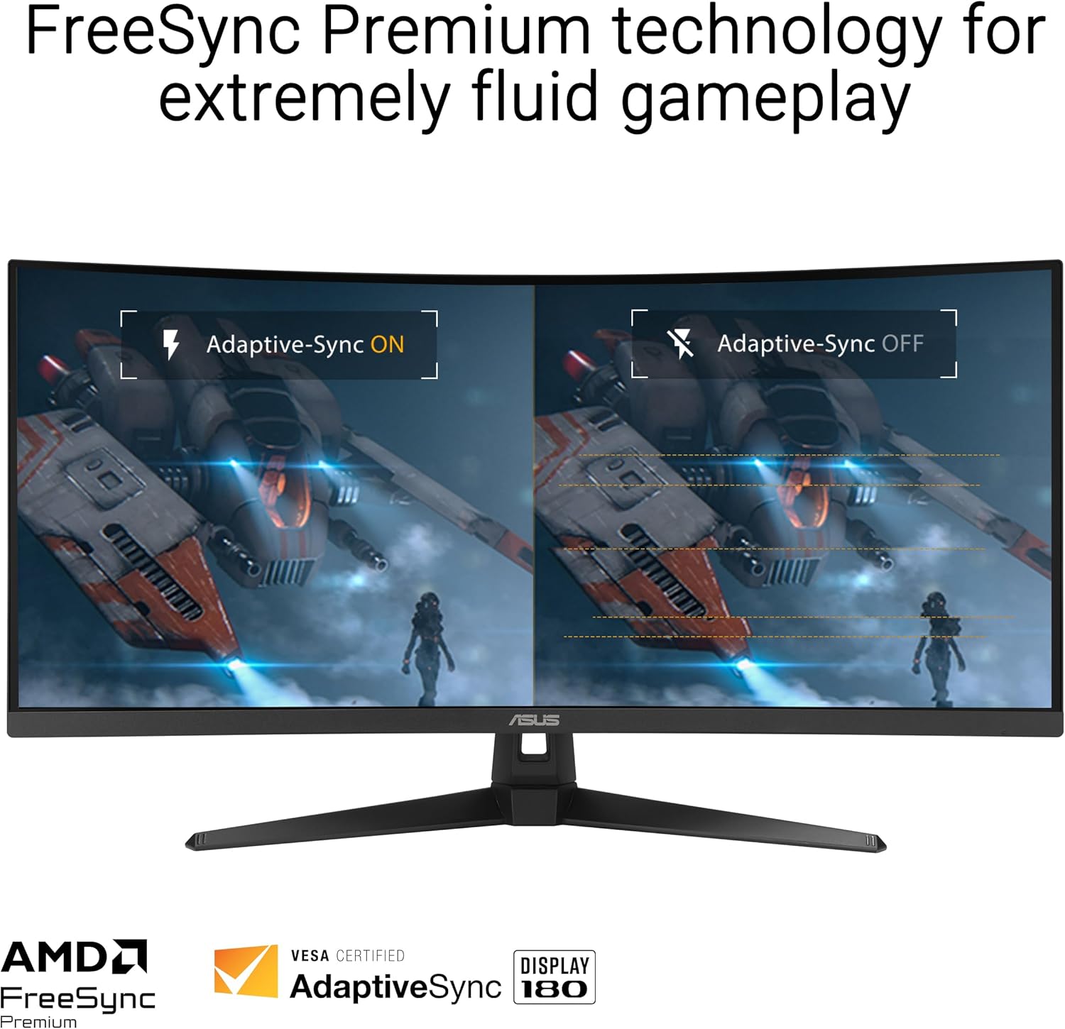 ASUS TUF Gaming 34” Ultra-Wide Curved Monitor (VG34VQ3B) – 21:9 QHD (3440x1440), 180Hz, 1ms, Extreme Low Motion Blur Sync, FreeSync Premium, Speaker, 90% DCI-P3, DisplayWidget Center, 3 yr Warranty
