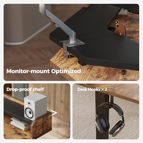 Agilestic L Shaped Electric Standing Desk with 2 Drawers, 63 Inch Ergonomic Adjustable Height Desk with Storage, Corner Desk Sit Stand up Computer Table for Work Office Home, Rustic Brown