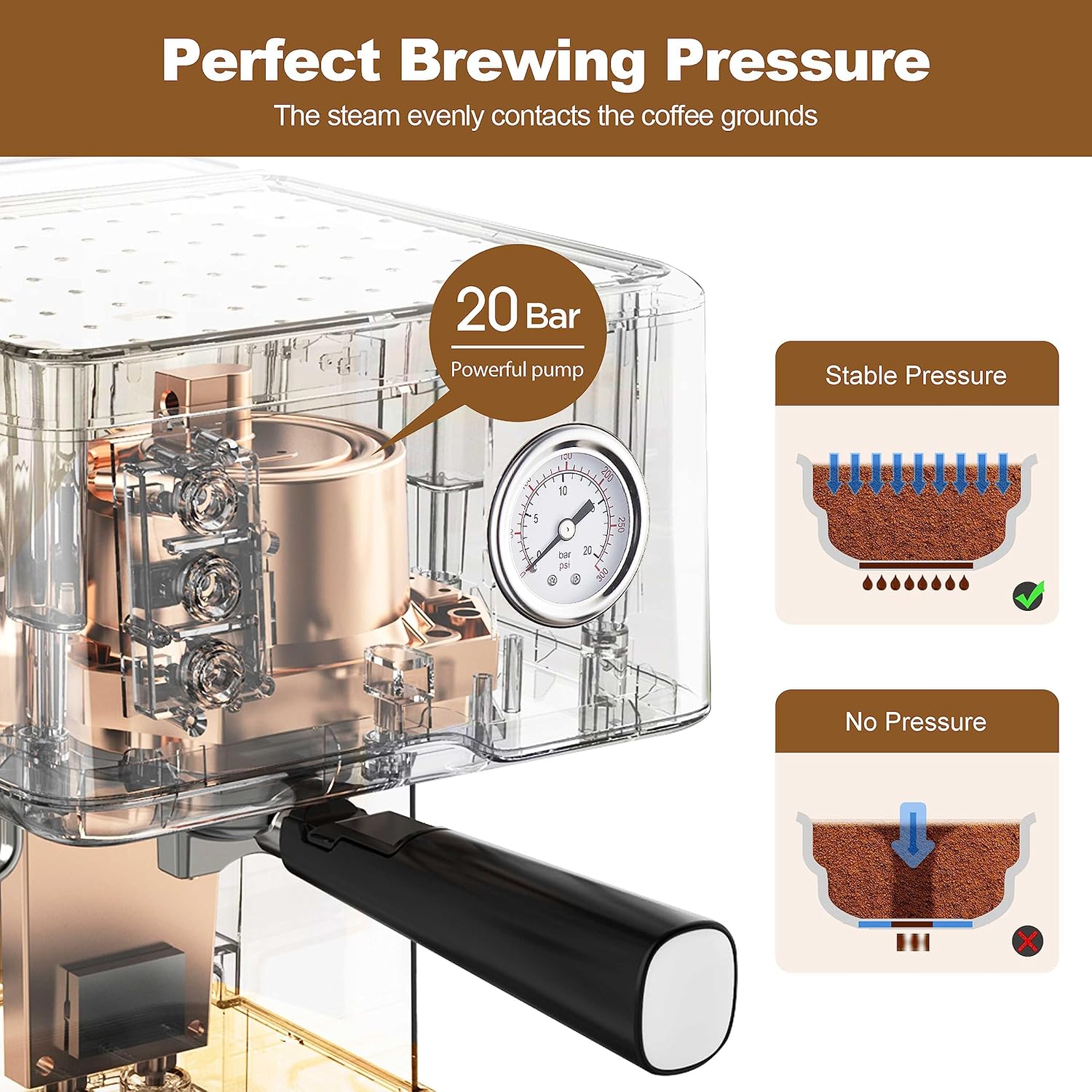 Geek Chef Espresso Machine, Cappuccino latte Maker Coffee Machine with ESE POD filter&Milk Frother Steam Wand and 1.5L Water Tank, 15 Bar, Black