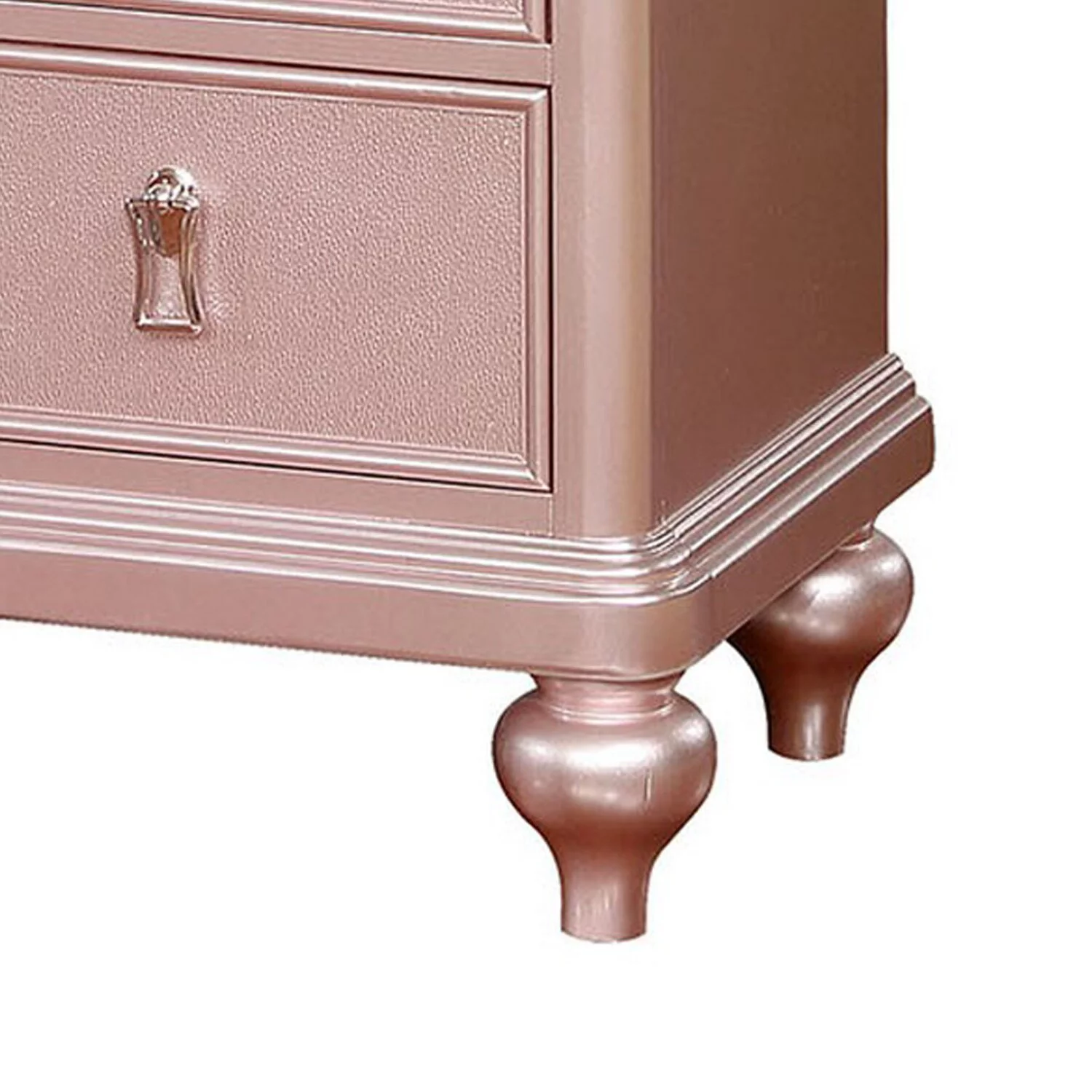 Benzara Five Drawers Contemporary Solid Wood Chest With Mirror Accent, Pink