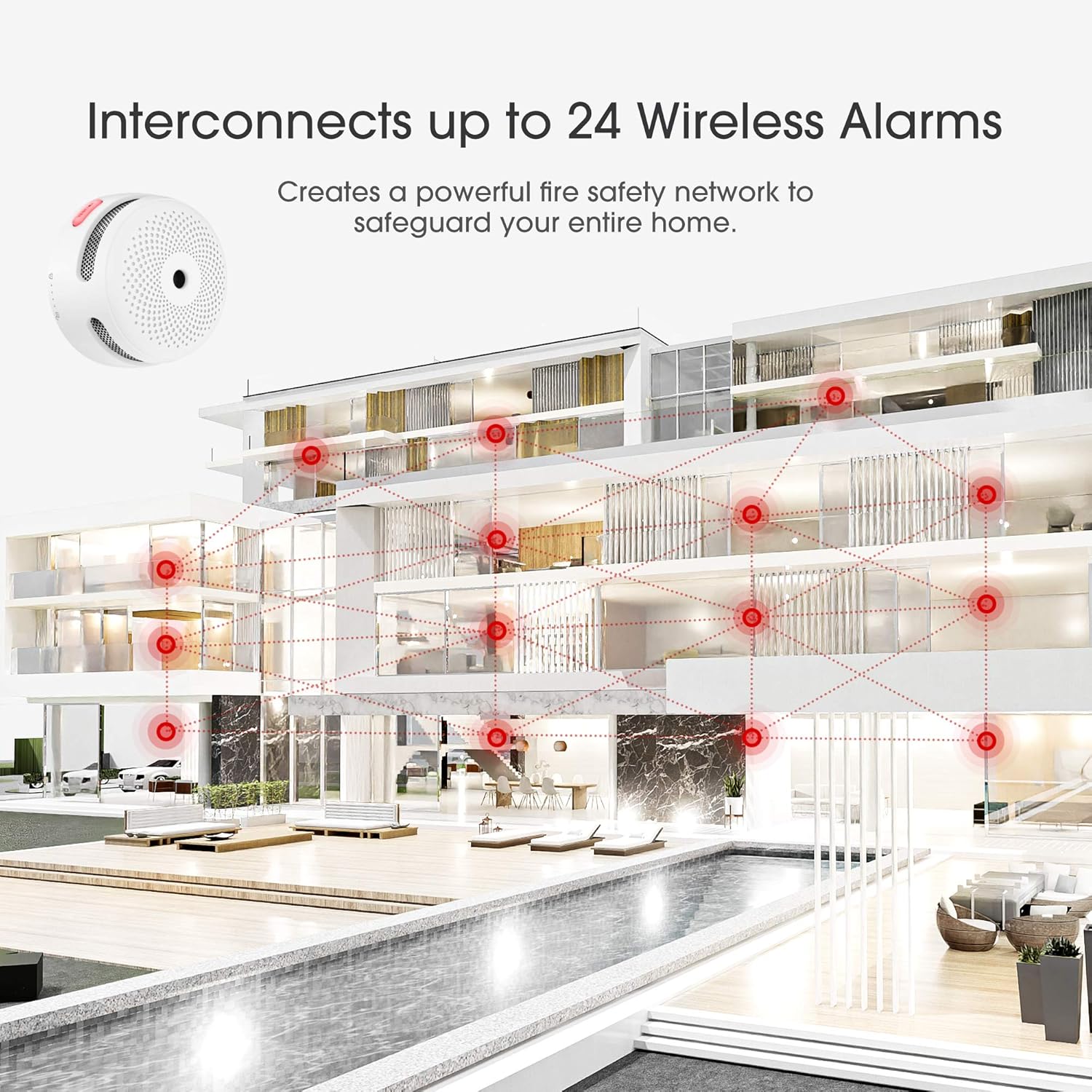 [Upgraded Version] X-Sense Wireless Interconnected Smoke Detector Fire Alarm with Over 820 feet Transmission Range, XS01-WR Link+, 6-Pack