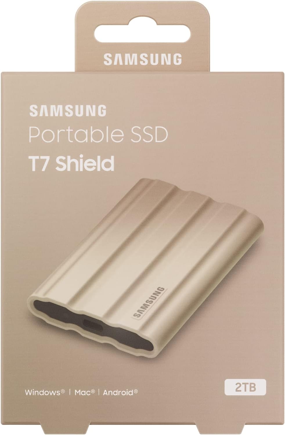 Samsung MU-PE1T0K/AM T7 Shield Portable Solid State Drive 1TB 2022 - Beige Bundle with Converter Adapter Type C Adapter + Vivitar Hard Shell Case (White)